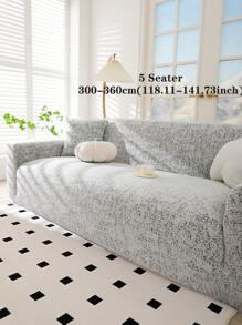 1pc Solid Color Bohemian Style Jacquard Sofa Cover, Elastic Jacquard Sofa Slipcover, Protects Sofa From Cat Scratches, Suitable For All Seasons, Includes Pillow Case
