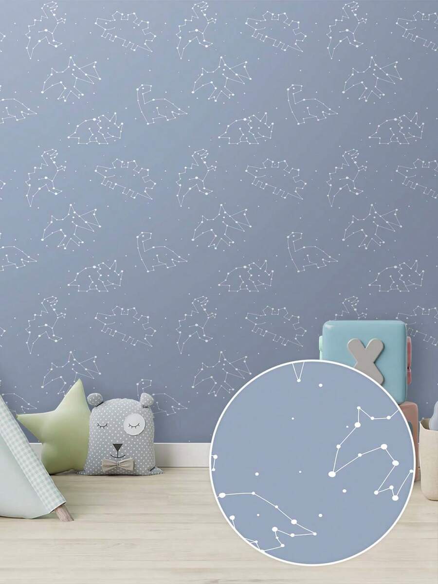 5 Meter Roll Self-Adhesive Wallpaper Children's Constellation Dinosaurs Blue Washable Bedroom Living Room Kitchen Bathroom - Mẫu 01 - Xem 1