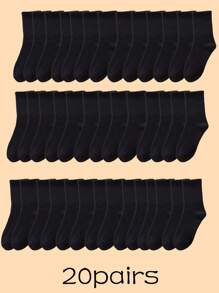 20 Pairs Plus Size Unisex Thin Breathable Antibacterial Odor-Resistant Crew Socks, Suitable For All Seasons