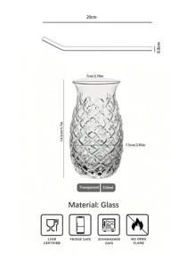1pc High Borosilicate Glass Cup, Bar Internet Celebrity Pineapple Cocktail Glass, Luxury Embossed Cocktail Glass, Juice Glass, Mixing Glass, Suitable For Various Beverages Such As Fruit Juice And Milk - Multicolor - View 4