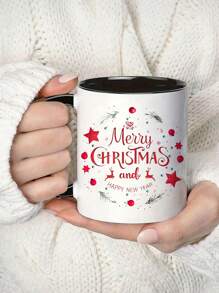 1pc 11oz Merry Christmas Happy New Year Ceramic Mug Perfect For Coffee,Tea,Juice,Insulated,Reusable, Ideal Holiday Gift And Birthday Gift,Gift For Him,Funny Mug, Water Cup, Summer Winter Drinkware,Suitable For Hot Or Cold Drinks,Home Kitchen Items,Multi Purpose,Hand Wash Only,All Seasons And OccasionsEaster,Valentine's Day Gifts,Friends Anniversary Festival,Party,Wedding,Ideal Gift For Mother's Day Back To School