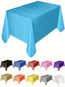 1pc Disposable Plastic Tablecloth. Rectangular Table Plastic Tablecloth. Disposable Party Tablecloth. Suitable For BBQ, Parties, Fine Dining Restaurants, Weddings, Outdoor Tablecloth - Multicolor - View 3