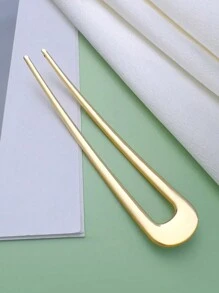1pc Personalized Geometric U-Shaped Zinc Alloy Hair Clip, Elegant Hair Accessory, Gold Hair Claw Clip, Hair Barrette, School Supplies, Accessories For Women - Gold - View 4