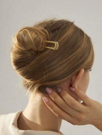 1pc Metal Personalised Zinc Alloy U-Shaped Hair Clips, Geometric Hair Clips, Ponytail Clips, Women's Elegant Hair Accessories,Gold Head Piece Claw Clips Hair Claws Hair Barrettes, School Stuff