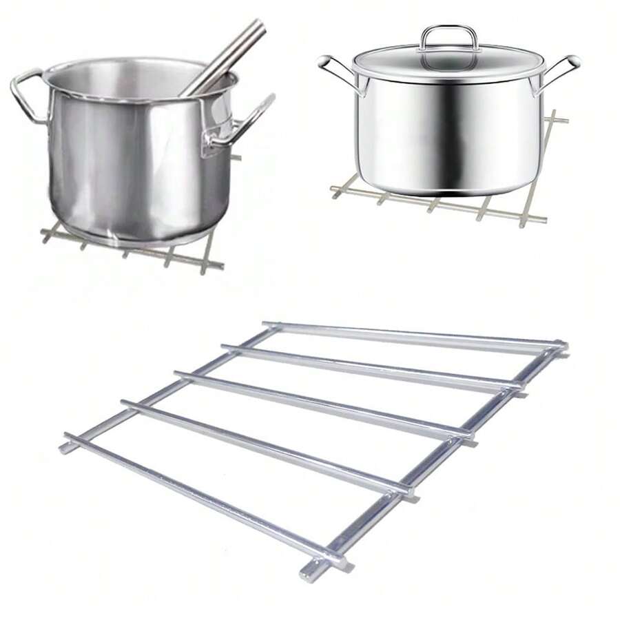 Kit With 4 Rectangular Pot Rests For Tables And Countertops In Chromed Carbon Steel - Bạc - Xem 1