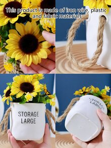 1 件手工藤条花瓶，配人造向日葵装饰，适用于家庭、办公室、厨房、餐厅，适合秋季、感恩节、圣诞节 - 黃色 - 查看 11