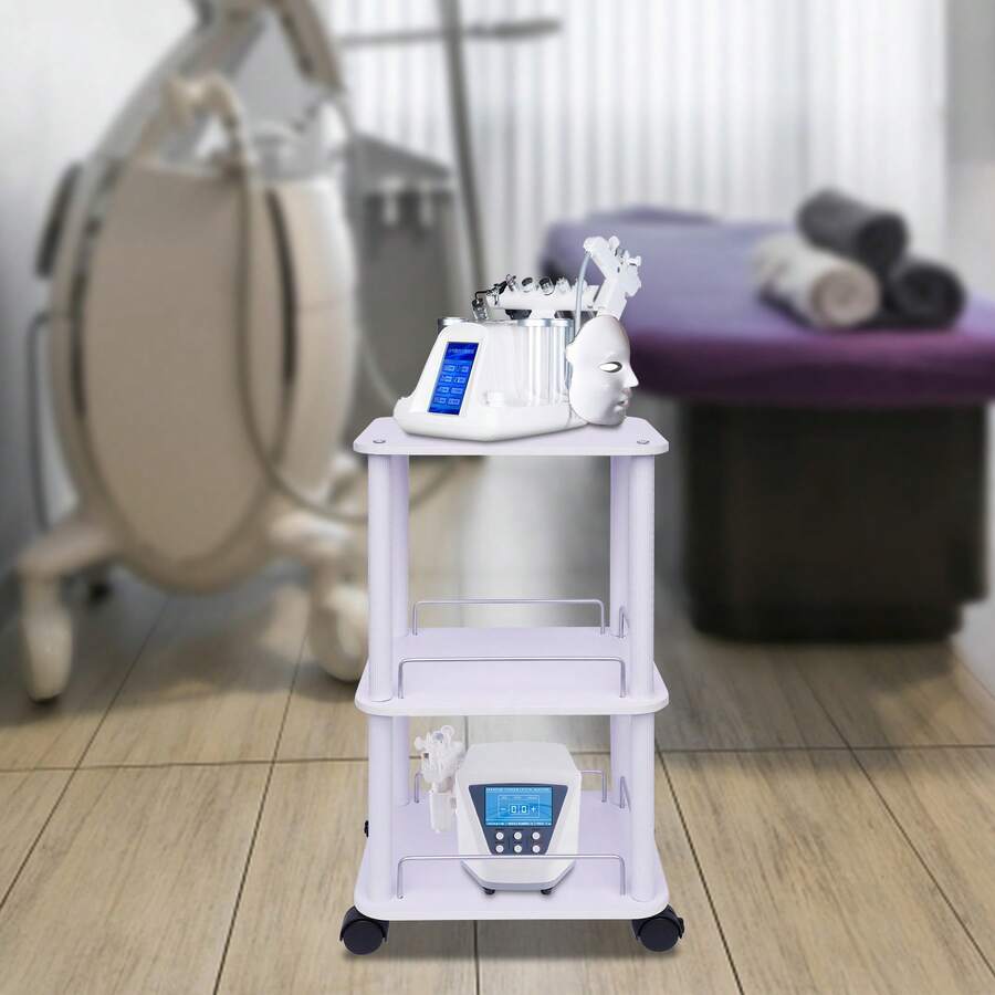 White 3Layer Beauty Salon Trolley SPA Equipment Storage Stand Trolley