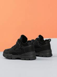 Fashionable Casual Teens Outdoor Winter Warm Plush Children Snow Boots For Boys, Girls PU Leather Low-Top Hook And Loop Children  Boots Sports Kids Shoes