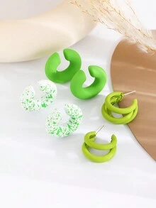 6 件套时尚多色 C 形耳夹，波尔卡圆点图案耳环袖口套装，时尚朋克耳夹耳环适合女士日常佩戴 - 02 純色混彩系 - 查看 13