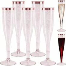 4.5 盎司可重复使用的塑料香槟杯，适用于装饰和婚礼、生日、新娘送礼会、高品质且可重复使用、情人节礼物 - 彩色 - 查看 19