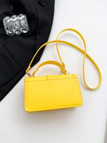2024 秋季鳄鱼纹潮流时尚女士手提包单肩包纯色斜挎小方包 - 黃色 - 查看 5