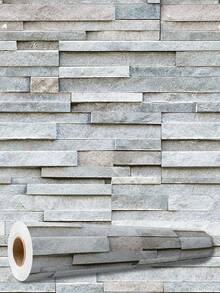 5 Meter Roll Self-Adhesive Wallpaper Stone Effect Gray Washable Bedroom Living Room Kitchen Bathroom - 型號01 - 查看 4