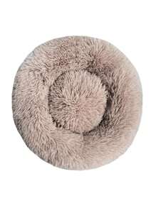 1pc Langxingcs Warm & Soft Plush Pet Round Bed, Fluffy Winter Cozy Pet Round Cushion Nest For Medium/Large/Small Cats And Dogs