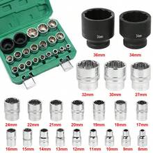21tlg 1/2 Steckschlüssel Vielzahn Nuss Satz Stecknuss für 6 und 12 Kant 8-36mm - 21tlg + Aufbewahrungskiste - Übersicht 1