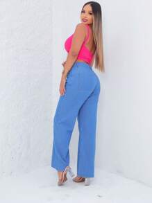 Women's High Waist Jeans With Front Pocket And Zipper Fashion - Rửa nhẹ - Xem 7
