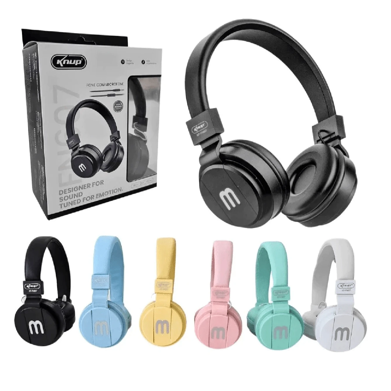 Headphones With Microphone Various Colors Knup Kp-Fn607 - màu đen - Xem 1