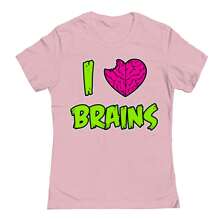 Nearly There I Heart Brains Graphic White Women Cotton Short-Sleeve T-Shirt - 淺粉紅色 - 查看 1