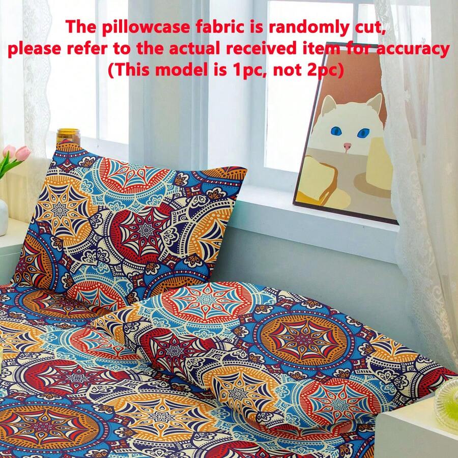 1 vỏ gối chải in họa tiết Bohemian, có khóa kéo, vỏ gối mềm, phụ kiện giường ngủ - Nhiều màu - Xem 1