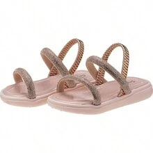 Stilo Pink Baby Girl's Sandals, Light And Comfortable, Rhinestone Strap-4711 - 銅色 - 查看 3