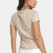 Baby Look Women's Pink Tumblr Cotton T-Shirt New Release - 米色 - 查看 3