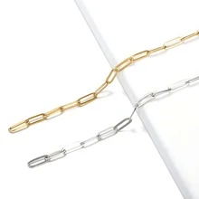 1 米/件不锈钢锤纹十字和椭圆形链条，镀金项链链，适合 DIY 珠宝制作，女士 - 不鏽鋼-1米 - 查看 4