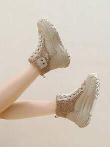 Wysokie buty z grubą podeszwą dla kobiet, najnowsze ciepłe buty sportowe na jesień i zimę, uniwersalne antypoślizgowe buty śnieżne