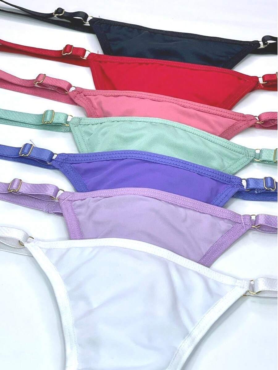 Kit Of 3 Plain Panties With Double String And Adjustable Waist, Medium Comfort Lingerie, Intimate Fashion On Sale, Basic Tanga - 彩色 - 查看 1