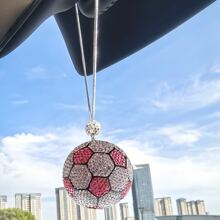 人造宝石镶嵌 3D 篮球、足球、汽车后视镜吊坠饰品 - 彩色 - 查看 2