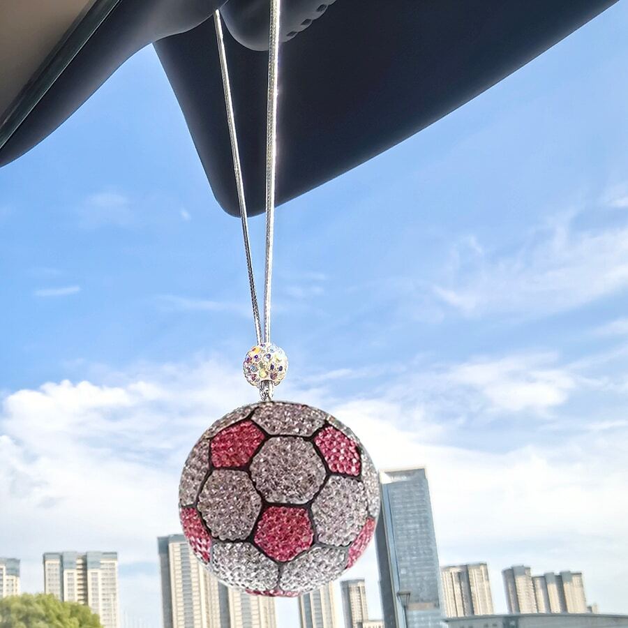 人造宝石镶嵌 3D 篮球、足球、汽车后视镜吊坠饰品