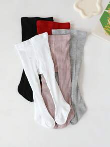 5pcs Kids Vertical Striped Tights, Casual Style Suitable For Outdoor Activities, Spring & Autumn