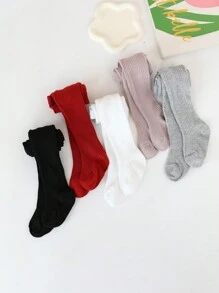 5pcs Kids Vertical Striped Tights, Casual Style Suitable For Outdoor Activities, Spring & Autumn