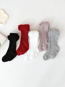 5pcs Kids Vertical Striped Tights, Casual Style Suitable For Outdoor Activities, Spring & Autumn