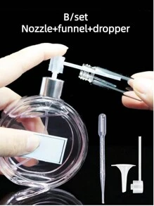 1 Conjunto de Distribuidor de Bomba de Perfume, incluindo Conta-Gotas, Bomba de Subembalagem e Funil, é uma ferramenta necessária para Subembalagem de Perfume de Maquiagem e um equipamento perfeito para Viagens, adequado para uso em garrafas de 5-15 mililitros