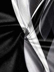 男士 3D 条纹长袖休闲商务网球 Polo 衫，秋季 - 黑色 - 查看 4