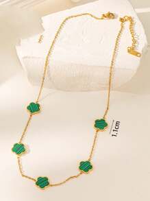 6 件五叶草首饰套装女士 18K 不锈钢手链项链耳环五叶幸运颈链和耳钉，适合母女佩戴 - 彩色 - 查看 16