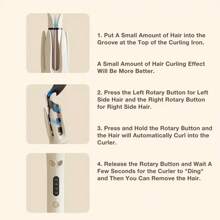 1 Máy Uốn Tóc Hoàn Toàn Tự Động Bằng Điện, Máy Uốn Tóc Bằng Gốm Đường Kính 28Mm Với 4 Cài Đặt Nhiệt Độ, Thích Hợp Để Uốn - Màu vàng - Xem 3