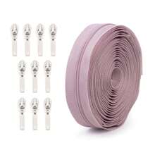 1set - 3 Mixed Color Zippers, 177inch Length, With 10pcs Silver Locking Zipper Pulls, Suitable For Clothing, Bags, Home Textiles And More - Multicolor - View 9