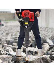ZhdnBhnos LINSIE 52 CC 2 Stroke Gas Powered Demolition Jack Hammer, 1900W Gasoline Jackhammer Demolition Hammer With 2 Chisels, 6500RPM Heavy Duty Concrete Breaker Demolition Drills For Trenching, Chipping The Best Gift/Present For Family&Friends Happy Christmas - Red - View 1
