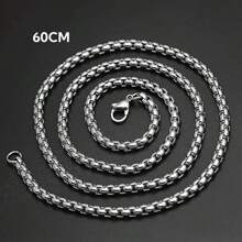 1pc Hip Hop Style Stainless Steel Twisted Blue Rope Chain/Dragon Bone Chain, 60CM Length Suitable For Men And Women - Twisted Blue Flower Chain - View 6
