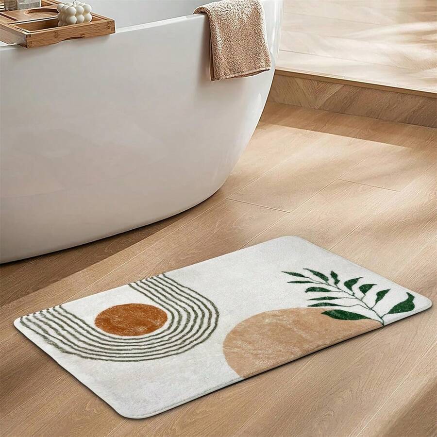 Thảm phòng tắm phong cách Bohemian, thảm trang trí chống trượt, thảm sợi nhỏ siêu thấm hút, thảm phòng tắm có thể giặt được, phù hợp cho phòng tắm, vòi sen, phòng giặt, màu trắng và xanh lá cây. - Nhiều màu - Xem 1