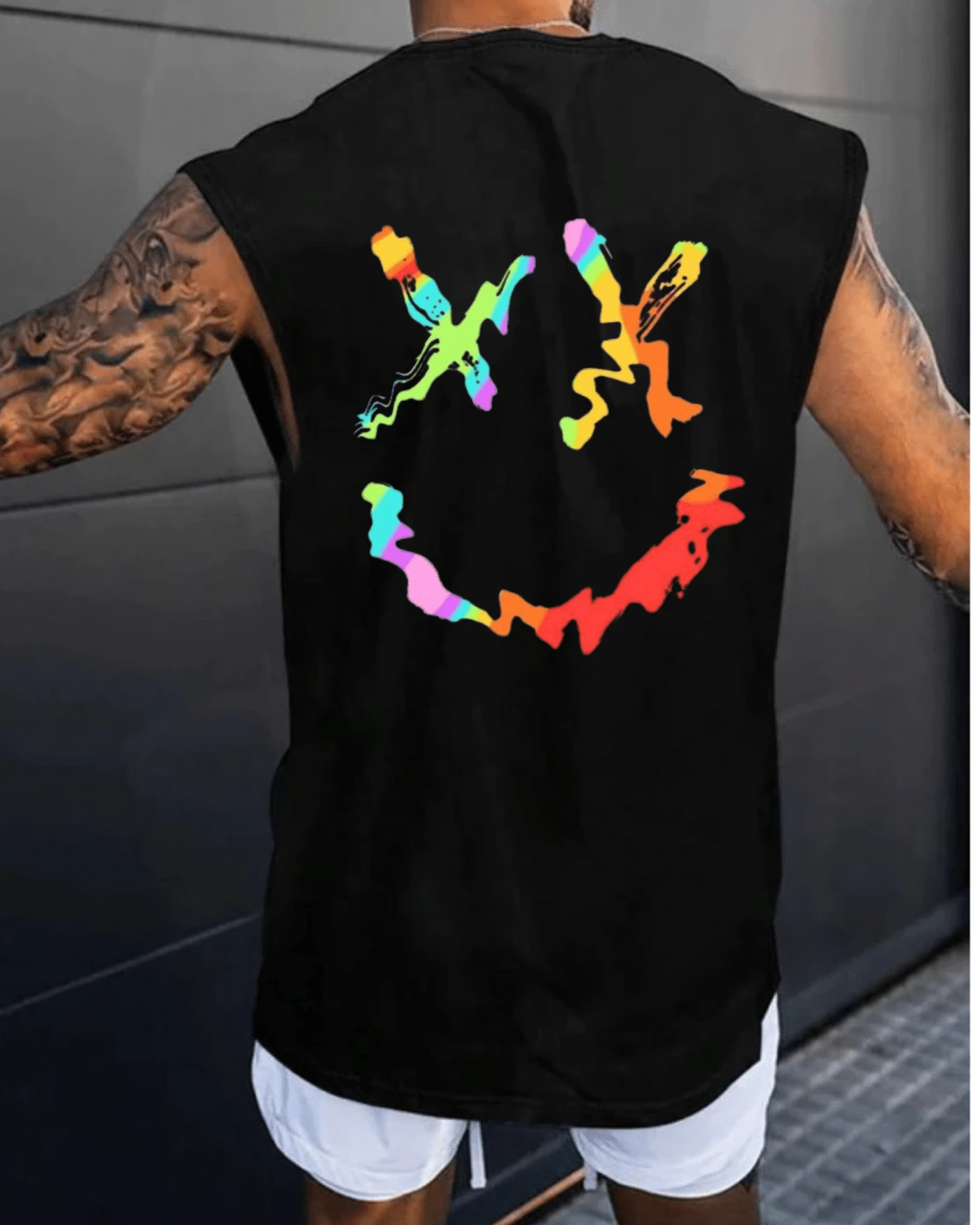 Men's Cotton Streetwear Tank Top Workout Sports Gym Summer Heat Comfortable Loose Blouse - 黑色 - 查看 1