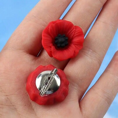 2pcs Vintage Red Poppy Flower Brooches, Fashionable Daily Accessory With Zinc Alloy, No Stone Inlay, Rustic Country Farmhouse Style, Ideal For Everyday Wear & Celebratory Events, Elegant Gift Pin For Clothes Bag Charm School Kpop Backpack Teacher Supplies Bag Charms Cute Office Accessories Shirts Jacket Jewelry Christmas Halloween Autumn-Winter Accessories,Suitable For Teens, Youth,Men,Casual, Outdoor, Athletic, Vacation, Graduation Gifts, Birthday, Daily Wear Clothes Pin Funny Teacher Gifts