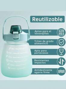 Kawaii Water Glass For Outdoor Sports 1200ML + Decorative Objects - Mint Green - View 3