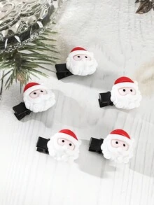 5 件装圣诞老人、圣诞树、驯鹿、雪花铃铛发夹，适合日常佩戴 - 彩色 - 查看 14