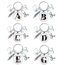 1入女性聽診器&注射器&信初鑰匙扣,醫療金屬背包裝飾鑰匙扣,護士節禮物 - 彩色 - 查看 8