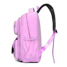 BACKPACK WITH TEDDY BEAR KEYCHAIN ON BACK FEMALE YOUTH CASUAL SCHOOL - 玫紅色 - 查看 2