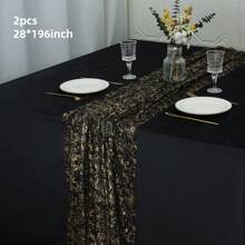 1pc/2pcs 28x120/197 Inches Gold Transparent Sheer Table Runner, Sparkly Wedding Table Runner, Boho Style Table Decor, Suitable For Birthday, Party, Wedding, Bride Shower, Holiday, Christmas, New Year Table Center Decoration, Multiple Colors Available - Solid Color - View 36
