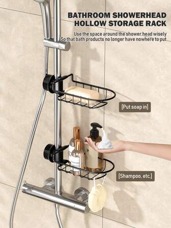 Rustproof Bathroom Shower Soap Dish Rack, Wall Mounted Storage Shelf For Faucet, Bath Sponge Shampoo Soap Organizer Holder For Bathroom And Kitchen
