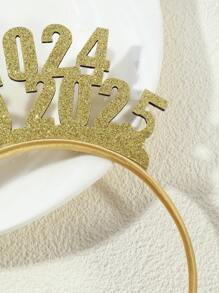 1pc Glitter "Goodbye 2024 Hello 2025" Letter Headband For New Year Party