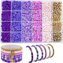 1 盒 6 毫米随机颜色软粘土薄片（包括 CBB 隔珠和字母珠）用于 DIY 手链和项链制作套件，独特的手链和项链制作字母珠配件套件用于珠宝制作 - 彩色 - 查看 13